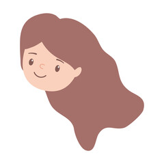 cute girl face character cartoon isolated design icon white background