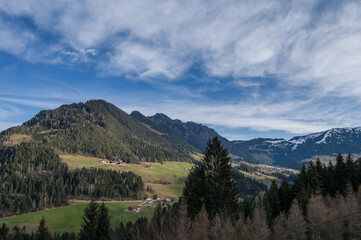 Fototapeta na wymiar Beautiful Austrian forest and hills.