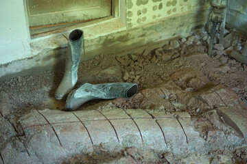 Ready to destroy granite stone inside a room.