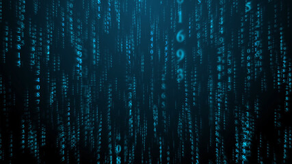 Columns of blue hexadecimal numeric characters.