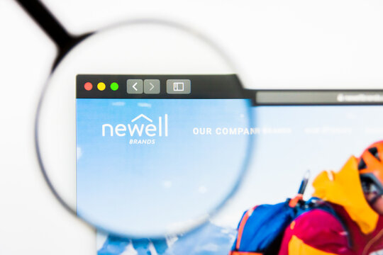Los Angeles, California, USA - 13 March 2019: Illustrative Editorial, Newell Brands website homepage. Newell Brands logo visible on display screen