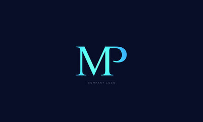 MP or PM letter Logo Alphabet  Design Vector Symbol