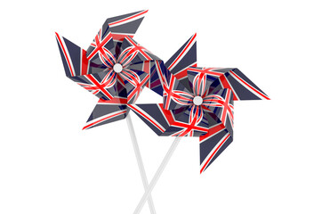 Pinwheel with British flag, 3D rendering