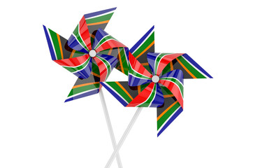 Pinwheel with South African flag, 3D rendering