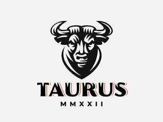 Bull modern logo. Taurus  heraldic  emblem design editable for your business. Vector illustration.