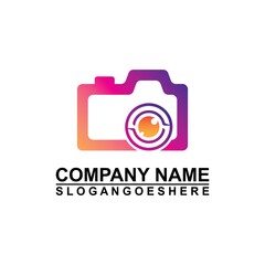 Logo photo camera eye, digital vision creative symbol concept. Cctv, video monitoring abstract business logo idea. Corporate identity logotype, company graphic design tamplate