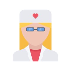 Nurse or female doctor vector icon. Medical, healthcare concept.