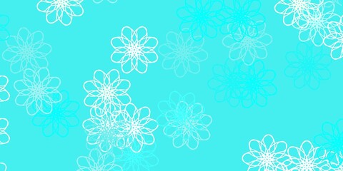 Light Blue, Green vector doodle pattern with flowers.
