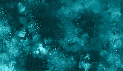Blue artistic background composed of watercolor and paint stains - abstract paint texture
