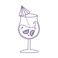 fresh cocktail with fruit and umbrella cartoon isolated design icon white background