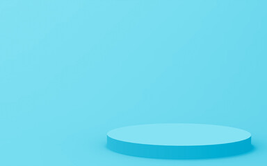 3d blue cylinder podium minimal studio background. Abstract 3d geometric shape object illustration render. Display for medicine product...