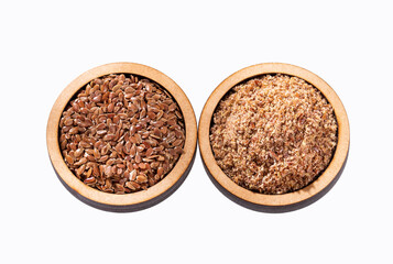Linum usitatissimum - Whole and crushed flax seeds