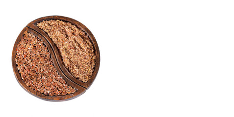 Linum usitatissimum - Whole and crushed flax seeds