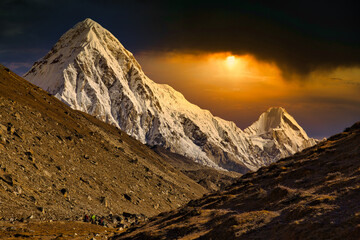 The golden hour in the Himalayas.