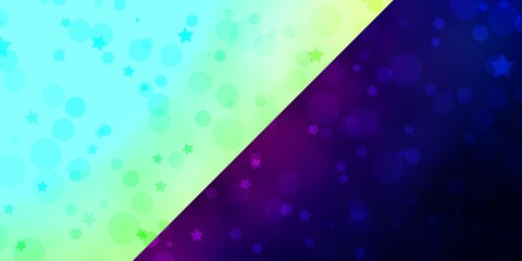 Vector template with circles, stars. Colorful disks, stars on simple gradient background. Design for wallpaper, fabric makers.