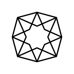 geometric star flower shape icon, line style