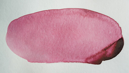 watercolor red rounded brush stroke stain on paper background with texture