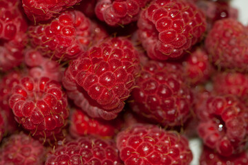 
large red juicy raspberry berries for background