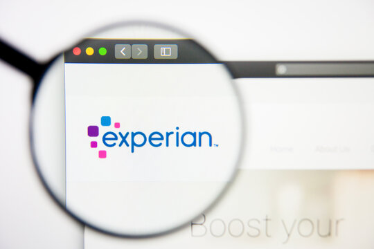 Los Angeles, California, USA - 28 February 2019: Experian website homepage. Experian logo visible on display screen, Illustrative Editorial