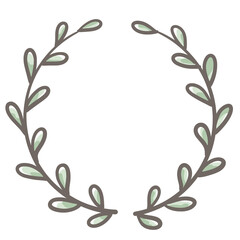 Hand-drawn laurel wreath, doodle floral frame