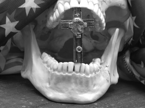 skull in American flag