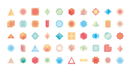 icon set of geometric shapes, flat style