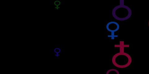 Dark Multicolor vector pattern with feminism elements.