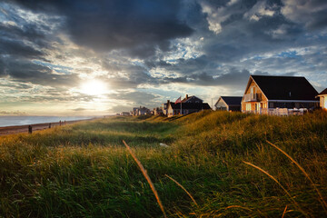Beach Houses at sunset Cape Cod