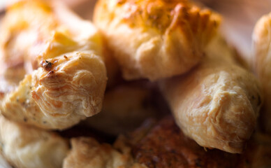 Puff pastry pies with cheese home cooking
