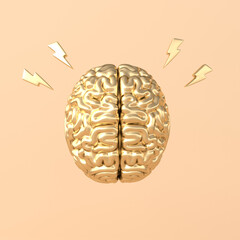 3d brain rendering illustration template background. The concept of intelligence, brainstorm, creative idea, human mind, artificial intelligence.