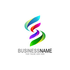 Letter S logo with colorful design template, Rainbow icons