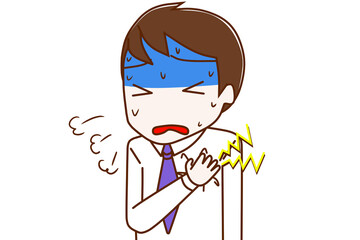 心臓がズキズキ痛み真っ青になる男性