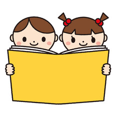 本を読む子供たちのアイコン 文字なし