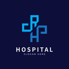 Fototapeta premium Health logo with initial letter RH, HR, R H logo designs concept. Medical health-care logo designs template.
