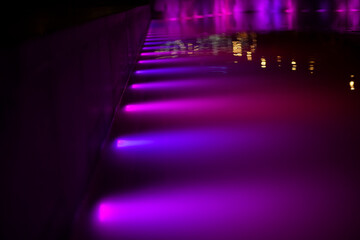 Illuminated pool water.