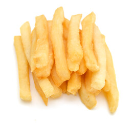 a pile of french fries isolated on white