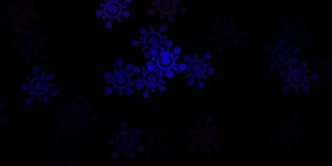 Dark blue, red vector backdrop with virus symbols.
