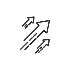 dollar rate increase icon. Money symbol with stretching arrow up. rising prices. Business cost sale icon. cash salary increase. investment growth. vector illustration