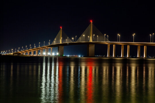 night view of al bateen bridge Abu Dhabi 