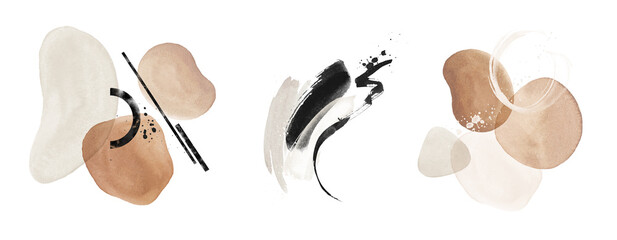 Abstract Texture Arrangements. Pre-made composition design. Terracotta, blush, pink, ivory, beige, watercolor Illustration & gold elements, backgrounds. Modern print set. Logo. Wall art. Business card