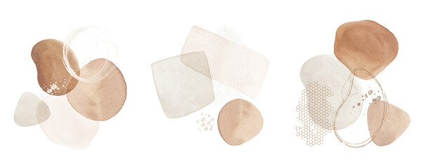 Abstract Texture Arrangements. Pre-made composition design. Terracotta, blush, pink, ivory, beige, watercolor Illustration & gold elements, backgrounds. Modern print set. Logo. Wall art. Business card