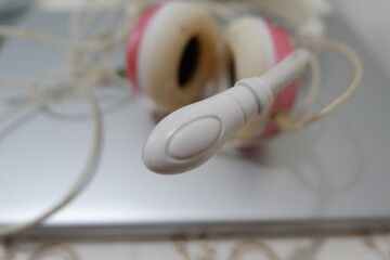 Laptop and headset on the table