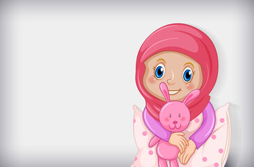 Happy muslim girl in pajamas