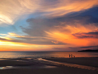 Panoramic view of sunset at Karon beach in Phuket, Thailand