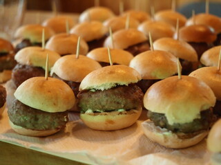 sandwich, hamburguesa, empanada y quiches mis de cocktail, coctel