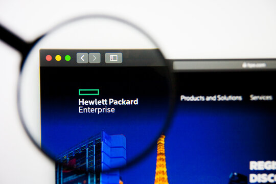 Los Angeles, California, USA - 5 March 2019: Hewlett Packard Enterprise website homepage. Hewlett Packard Enterprise logo visible on display screen, Illustrative Editorial