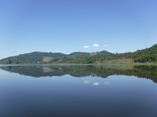 scenic lake and mountains
