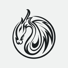Dragon logo, Dragon tattoo design vector illustration