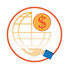 hand holding global sales concept