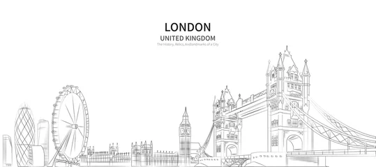 Londoner Stadtbild Linienvektor. skizzenstil britische wahrzeichenillustration © Tuna salmon